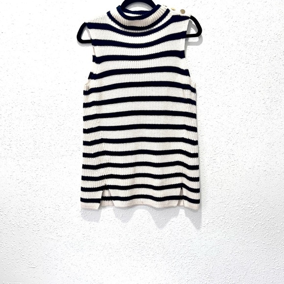 LOFT Monochrome Striped Knit Top S - Picture 1 of 6